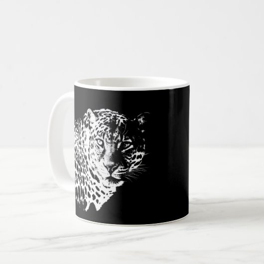 Leopard Gesichtstiere Pop Art Template Trendy Kaffeetasse (Vorderseite Links)