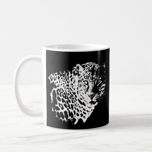 Leopard Gesichtstiere Pop Art Template Trendy Kaffeetasse (Links)