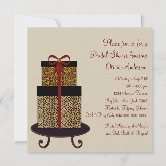 Leopard Gifts Leopard Brautparty Einladung (Rückseite)