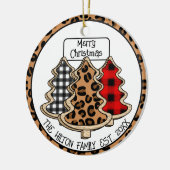 Leopard, Gingham und Buffalo Karierte Weihnachtsba Keramik Ornament (Links)