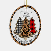 Leopard, Gingham und Buffalo Karierte Weihnachtsba Keramik Ornament (Rechts)