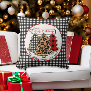 Leopard, Gingham und Buffalo Karierte Weihnachtsba Kissen