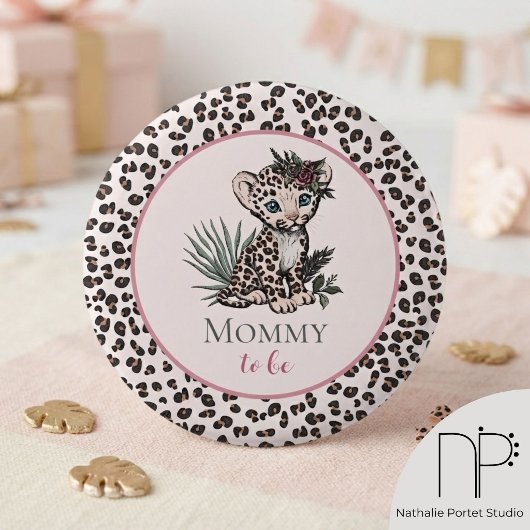 Leopard Girl Cub Pink Pin Button