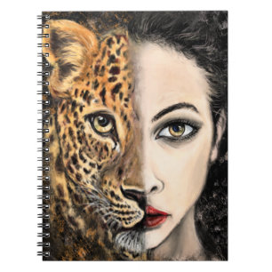 Leopard Girl - Emotion Notebook - Malerei Notizblock