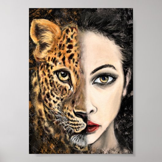 Leopard Girl - Emotion Poster - Malerei (Vorne)