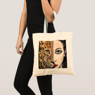 Leopard Girl - Emotion Tote Bag - Malerei Tragetasche