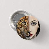 Leopard Girl Face Fantasy Malerei Wilhelm Tier Button (Vorne & Hinten)