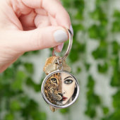 Leopard Girl Face Fantasy Schlüsselanhänger (Hand)