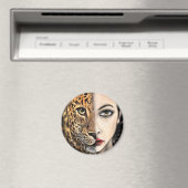 Leopard Girl Face Magnet Fantasy Malerei (In Situ (Geschirrspüler))
