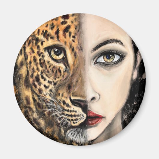 Leopard Girl Face Magnet Fantasy Malerei (Vorne)