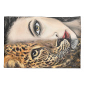 Leopard Girl Pillow Case Kissenbezug (Rückseite)