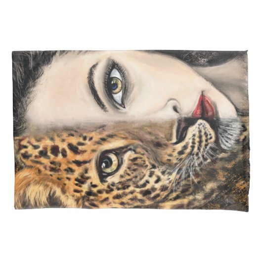 Leopard Girl Pillow Case Kissenbezug (Vorderseite)