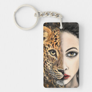 Leopard Girl Schlüsselanhänger