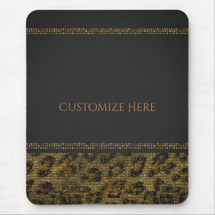 Leopard Glanz Pailletten Glam Chic Moderne Bling Mousepad