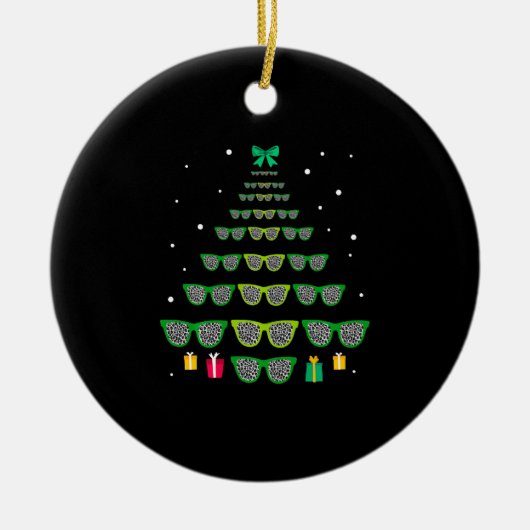 Leopard Glasses Xmas Tree Optometrist Weihnachten Keramik Ornament (Vorne)