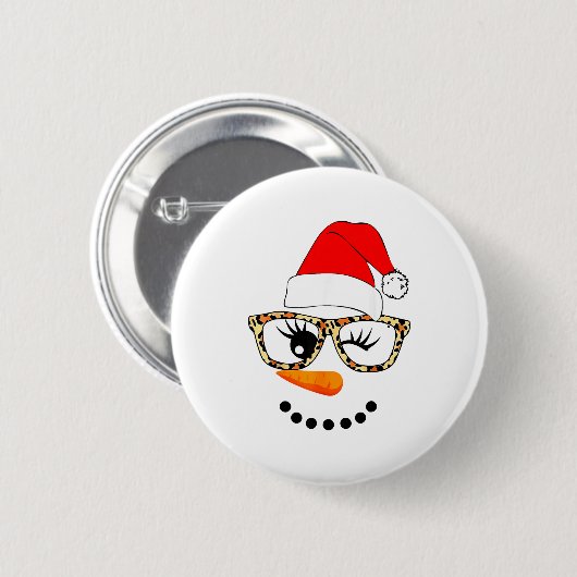 Leopard Gles Santa Claus Snowman Face Christmas Co Button (Vorne & Hinten)