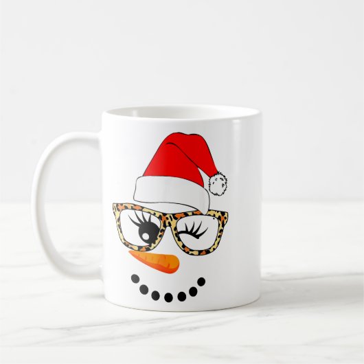 Leopard Gles Santa Claus Snowman Face Christmas Co Kaffeetasse (Links)