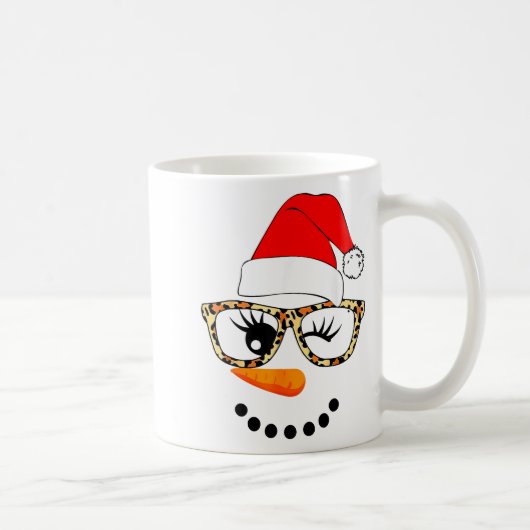 Leopard Gles Santa Claus Snowman Face Christmas Co Kaffeetasse (Rechts)