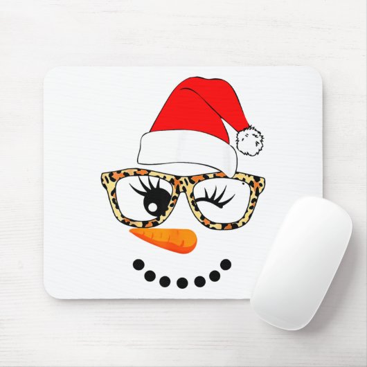 Leopard Gles Santa Claus Snowman Face Christmas Co Mousepad (Mit Mouse)