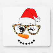 Leopard Gles Santa Claus Snowman Face Christmas Co Mousepad (Vorne)