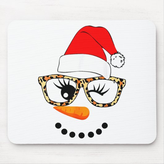 Leopard Gles Santa Claus Snowman Face Christmas Co Mousepad (Vorne)