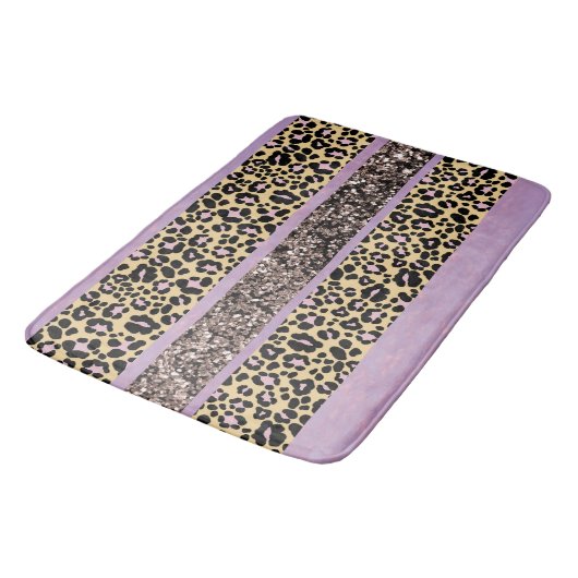 Leopard Glitter Streifen Glam 1 Badematte (Schrägansicht)