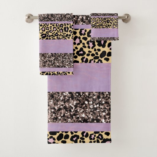 Leopard Glitter Streifen Glam 1 Badhandtuch Set (Insitu)
