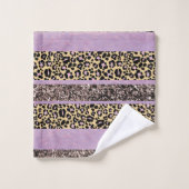 Leopard Glitter Streifen Glam 1 Badhandtuch Set (Waschlappen)