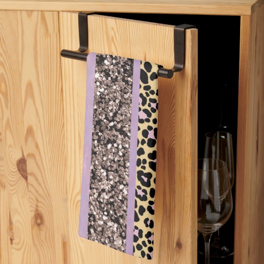 Leopard Glitter Streifen Glam 1 Geschirrtuch (Drittel gefaltet)