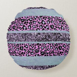 Leopard Glitter Streifen Glam 4 Rundes Kissen