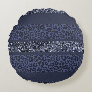 Leopard Glitter Streifen Glam 5 Rundes Kissen