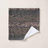 Leopard Glitter Streifen Glam 6 Badhandtuch Set (Waschlappen)