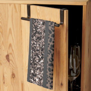 Leopard Glitter Streifen Glam 6 Geschirrtuch