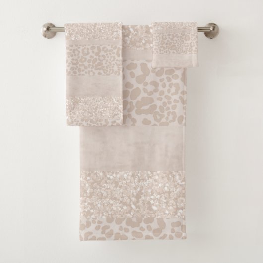 Leopard Glitter Streifen Glam 8 Badhandtuch Set (Insitu)