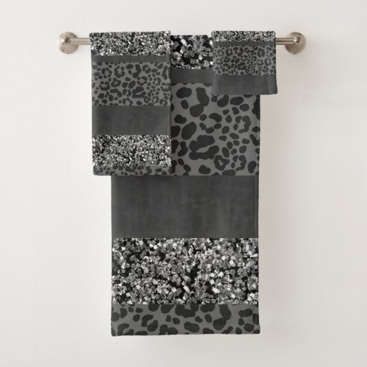 Leopard Glitter Streifen Glam 9 Badhandtuch Set (Insitu)