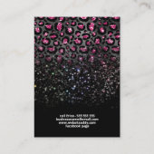 Leopard Glitzer Black Pink Earring Cards Visitenkarte (Rückseite)