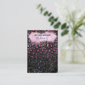 Leopard Glitzer Black Pink Earring Cards Visitenkarte (Stehend Vorderseite)