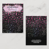 Leopard Glitzer Black Pink Earring Cards Visitenkarte (Vorne/Hinten)