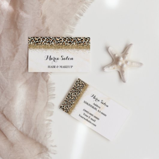 Leopard Glitzer Gold Business Card Visitenkarte