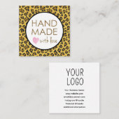 Leopard-Glitzer Handmade mit Liebe Quadratische Visitenkarte (Vorne/Hinten)