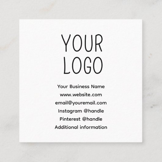 Leopard-Glitzer Handmade mit Liebe Quadratische Visitenkarte (Rückseite)