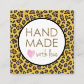 Leopard-Glitzer Handmade mit Liebe Quadratische Visitenkarte (Vorderseite)
