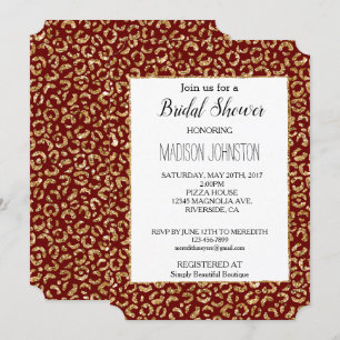 Leopard Glitzer Red Gold Einladung