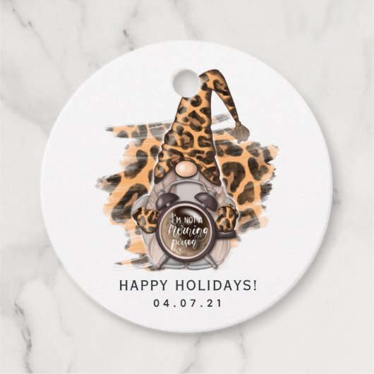 Leopard Gnome Favor Tags Geschenkanhänger (Vorderseite)