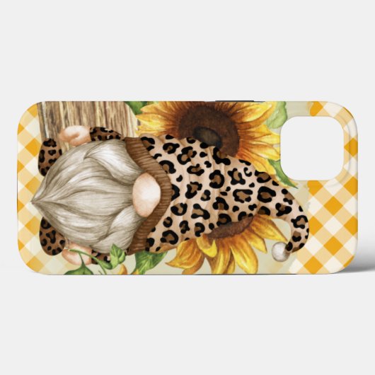 Leopard Gnome Sonnenblumen Case-Mate iPhone Hülle (Rückseite (Horizontal))