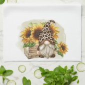 Leopard Gnome Sonnenblumen Geschirrtuch (Gefaltet)