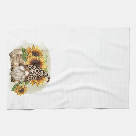 Leopard Gnome Sonnenblumen Geschirrtuch (Horizontal)