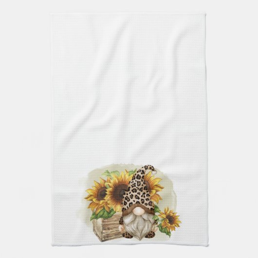 Leopard Gnome Sonnenblumen Geschirrtuch (Vertikal)