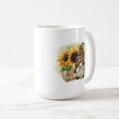 Leopard Gnome Sonnenblumen Kaffeetasse (VorderseiteRechts)