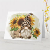 Leopard Gnome Sonnenblumen Karte (Gelbe Blume)
